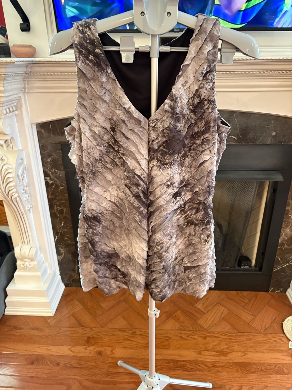 Maurices Grey & Black Mini Dress/long Shirt With Layered Ruffles Size XL